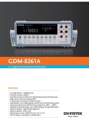 GW Instek GDM-8261A 6 ½ Digit Dual Measurement Multimeter