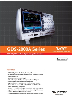 GW Instek GDS-2202A 100MHz, 2-Channels Digital Storage Oscilloscope