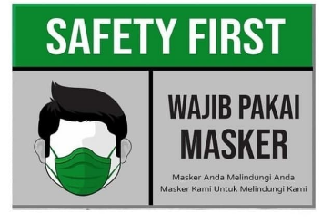 SIGN STICKER K3 RAMBU SAFETY. SAFETY FIRST WAJID PAKAI MASKER 20X30CM