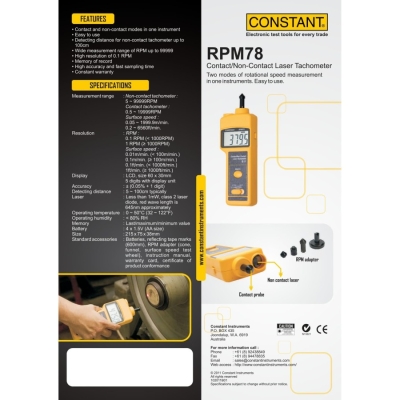 CONSTANT RPM78 Contact/Non-Contact Laser Tachometer