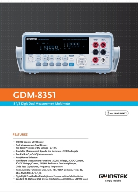 GW Instek GDM-8351 5 ½ Digit Dual Measurement Multimeter